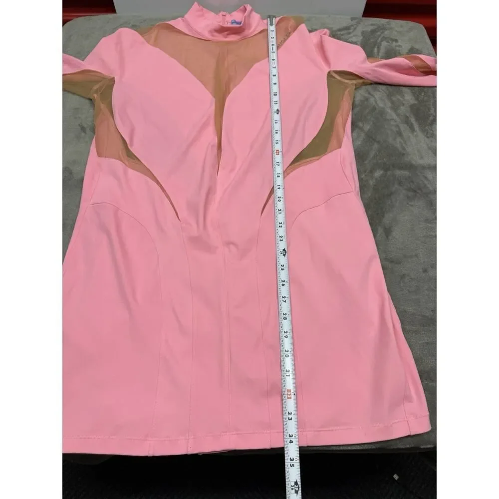 Mugler x H&M Pink Mesh Paneled Mini Dress Bodycon Long Sleeve 2XL - Picture 10 of 14